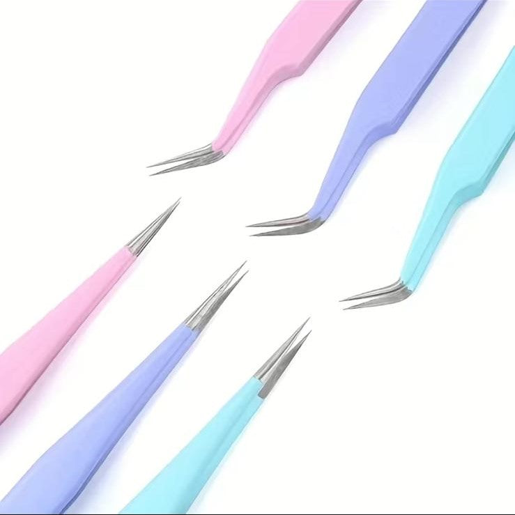 2pcs Stainless Steel Lash Tweezers