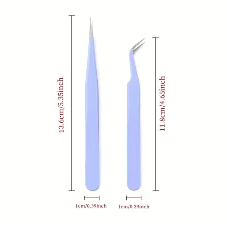 2pcs Stainless Steel Lash Tweezers