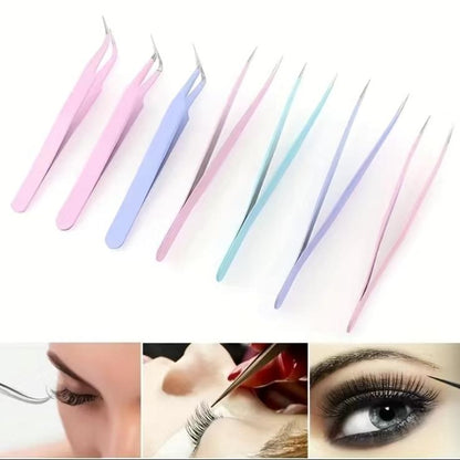 2pcs Stainless Steel Lash Tweezers