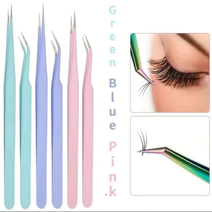 2pcs Stainless Steel Lash Tweezers