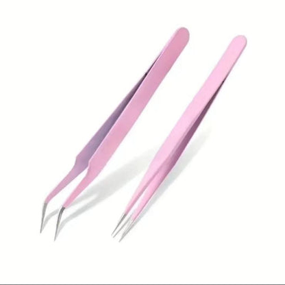 2pcs Stainless Steel Lash Tweezers