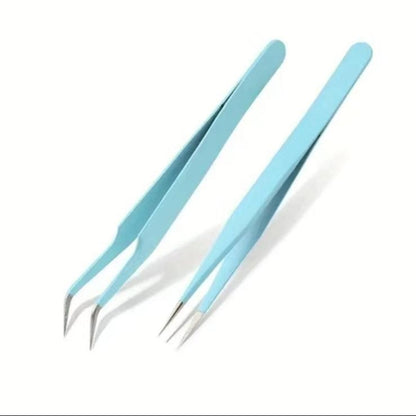 2pcs Stainless Steel Lash Tweezers