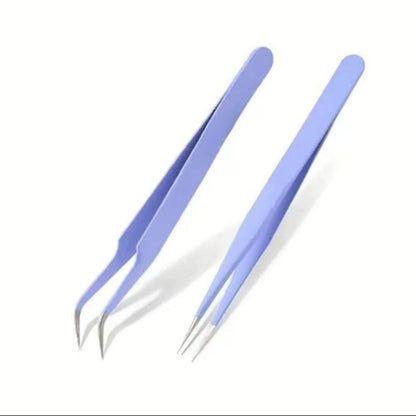 2pcs Stainless Steel Lash Tweezers